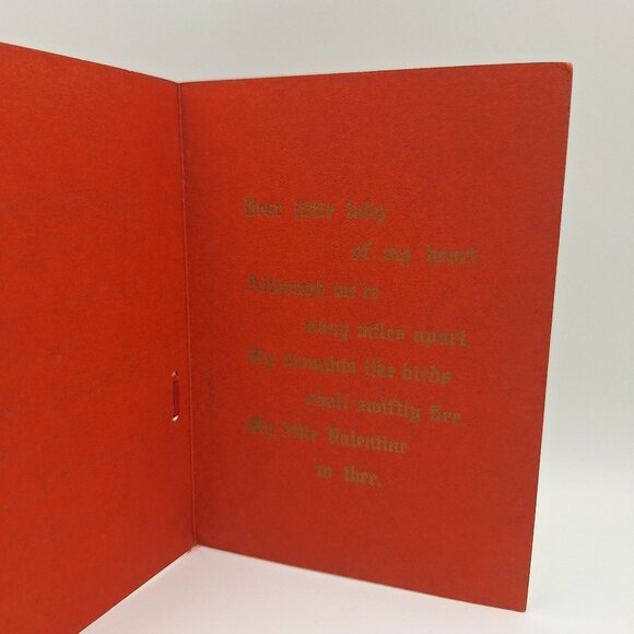 Vintage Valentine Card Cupid Heart Cutout For My Love Poem Red Handmade Layered - Picture 2 of 7